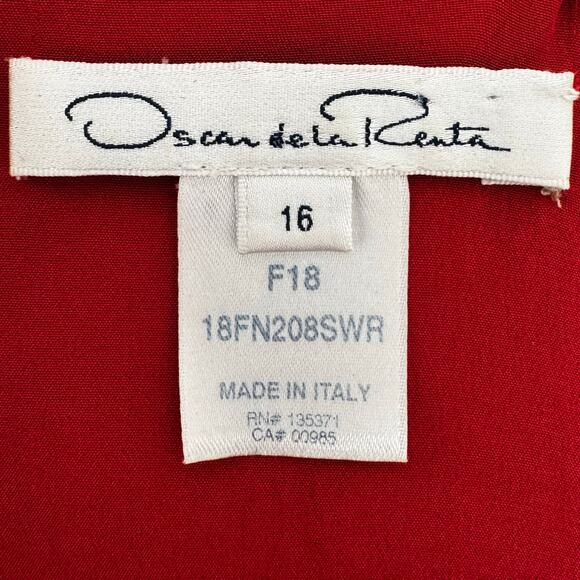 Oscar de la Renta Wool Silk Mini Sheath Dress Flared Sleeves Red Size 16 - Picture 12 of 16